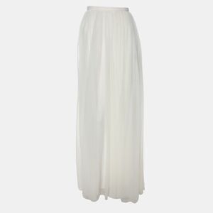 Kage Off White Knit Fabric Pleated Maxi Skirt S